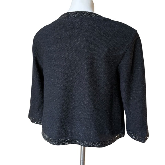 St. John Beaded Trim Black Jacket, Sz 8 - Picture 7 of 14